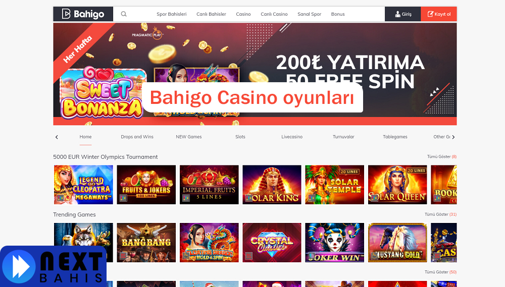 Bahigo Casino oyunları