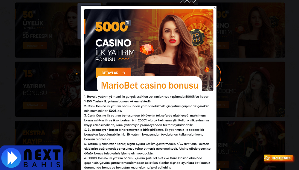 MarioBet casino bonusu