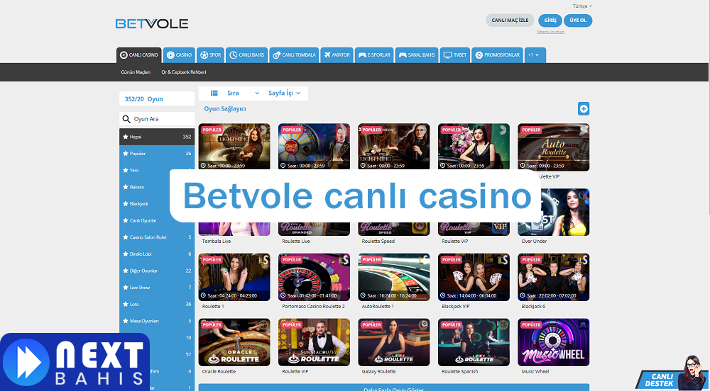 Betvole canlı casino