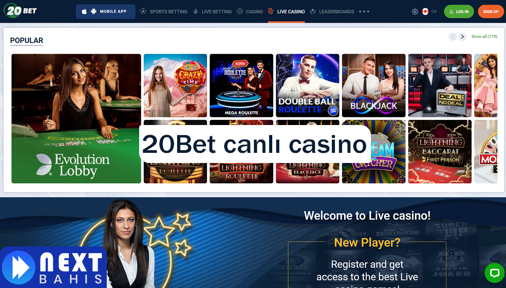20Bet canlı casino