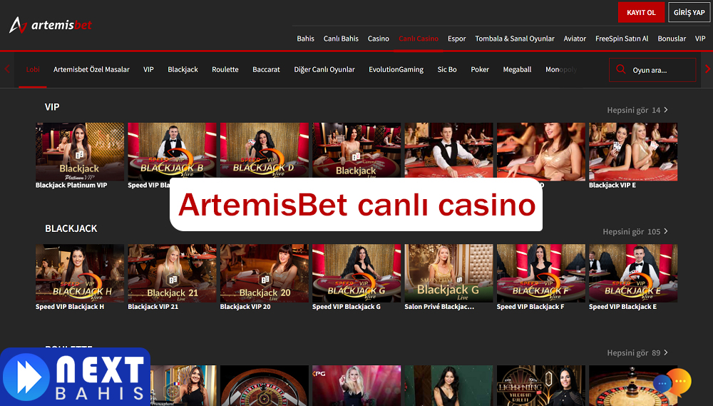 ArtemisBet canlı casino