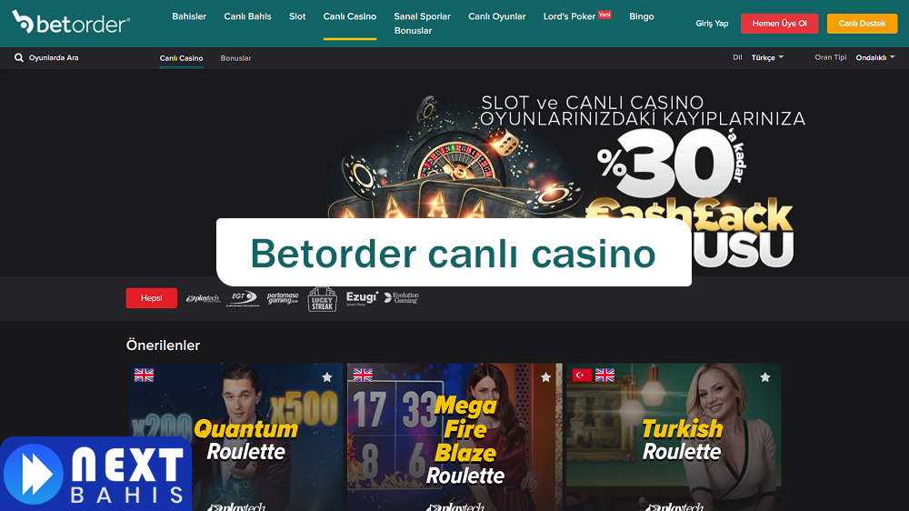 Betorder canlı casino