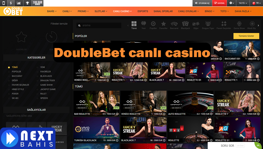 DoubleBet canlı casino
