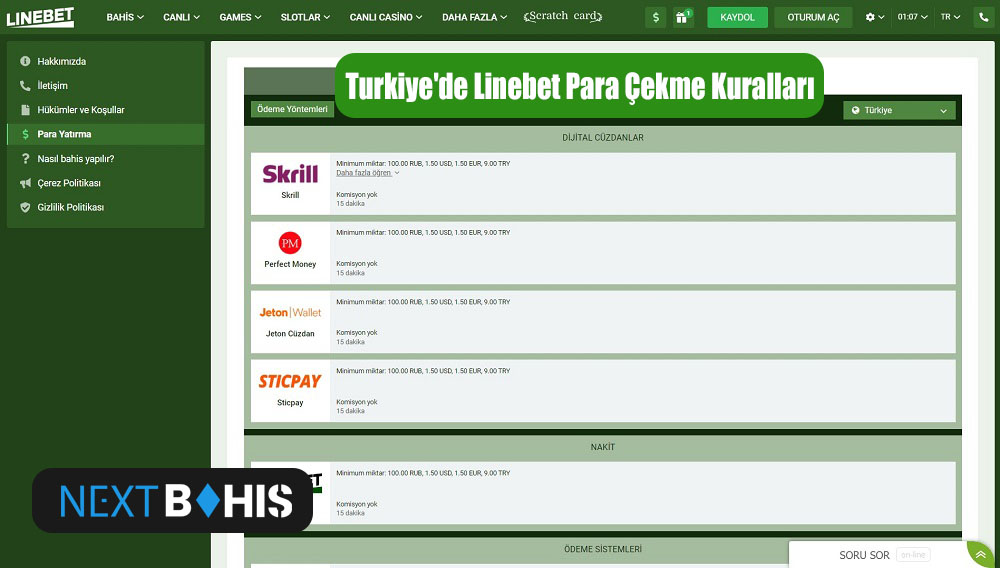 Turkiye'de Linebet Para Çekme Kuralları